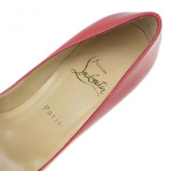 Pre Owned Christian Louboutin Pink Patent Very Prive Peep Toe Pumps Size 37
