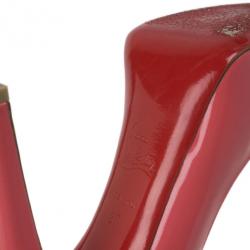 Pre Owned Christian Louboutin Pink Patent Very Prive Peep Toe Pumps Size 37