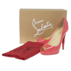 Pre Owned Christian Louboutin Pink Patent Very Prive Peep Toe Pumps Size 37