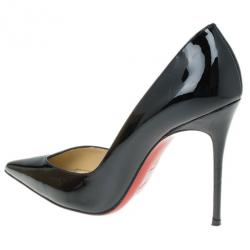 Pre Owned Christian Louboutin Black Patent Completa Pointed Toe Pumps Size 37