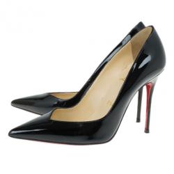 Pre Owned Christian Louboutin Black Patent Completa Pointed Toe Pumps Size 37