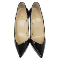Pre Owned Christian Louboutin Black Patent Completa Pointed Toe Pumps Size 37