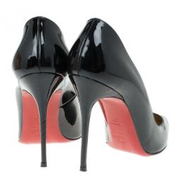 Pre Owned Christian Louboutin Black Patent Completa Pointed Toe Pumps Size 37