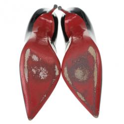 Pre Owned Christian Louboutin Black Patent Completa Pointed Toe Pumps Size 37