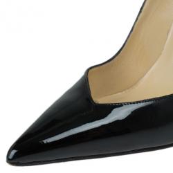 Pre Owned Christian Louboutin Black Patent Completa Pointed Toe Pumps Size 37