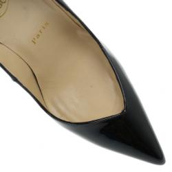 Pre Owned Christian Louboutin Black Patent Completa Pointed Toe Pumps Size 37