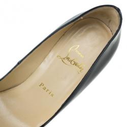 Pre Owned Christian Louboutin Black Patent Completa Pointed Toe Pumps Size 37