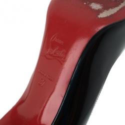 Pre Owned Christian Louboutin Black Patent Completa Pointed Toe Pumps Size 37