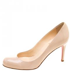 Christian Louboutin Beige Patent Leather New Simple 120 Pumps Size 7/37.5 -  Yoogi's Closet