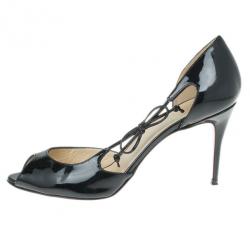 مملوكة مسبقًا Christian Louboutin Black Patent Leather 'Delico 100' D'orsay Pumps Size 36