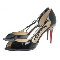 مملوكة مسبقًا Christian Louboutin Black Patent Leather 'Delico 100' D'orsay Pumps Size 36