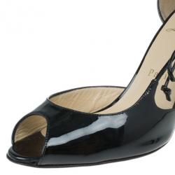 مملوكة مسبقًا Christian Louboutin Black Patent Leather 'Delico 100' D'orsay Pumps Size 36