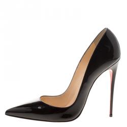 مملوكة مسبقًا حذاء كعب عالي كريستيان لوبوتان سو كايت جلد لامع أسود مقاس 41