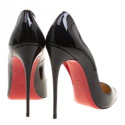 مملوكة مسبقًا حذاء كعب عالي كريستيان لوبوتان سو كايت جلد لامع أسود مقاس 41