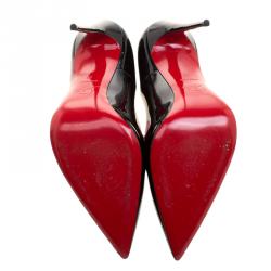 مملوكة مسبقًا حذاء كعب عالي كريستيان لوبوتان سو كايت جلد لامع أسود مقاس 41