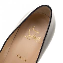 مملوكة مسبقًا حذاء كعب عالي كريستيان لوبوتان سو كايت جلد لامع أسود مقاس 41