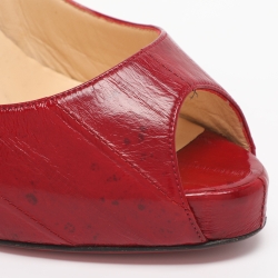 مملوكة مسبقًا Christian Louboutin Very Prive Size 38.5 Red Eel Leather Peep Toe Pumps