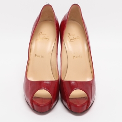 مملوكة مسبقًا Christian Louboutin Very Prive Size 38.5 Red Eel Leather Peep Toe Pumps