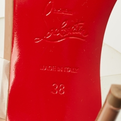 Pre Owned صندل كريستيان لوبوتان جست نودو بلاستيك مشمع وجلد لامع بيج سير بفيونكة مقاس 39.5