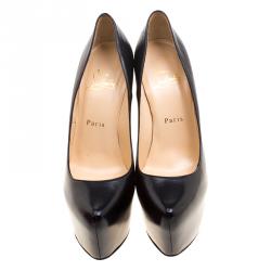 Pre Owned Christian Louboutin Black Leather Daffodile Platform Pumps Size 38