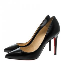 Pre Owned Christian Louboutin Black Leather Pigalle Pointed Toe Pumps Size 37.5