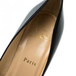 Pre Owned Christian Louboutin Black Leather Pigalle Pointed Toe Pumps Size 37.5