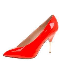 مملوكة مسبقًا حذاء كعب عالي كريستيان لوبوتان لولا 100 جلد برتقالي نيون مقاس 39