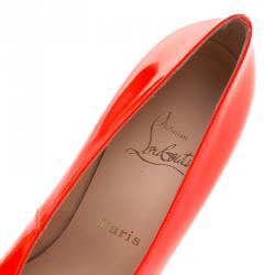 مملوكة مسبقًا حذاء كعب عالي كريستيان لوبوتان لولا 100 جلد برتقالي نيون مقاس 39