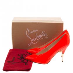 مملوكة مسبقًا حذاء كعب عالي كريستيان لوبوتان لولا 100 جلد برتقالي نيون مقاس 39