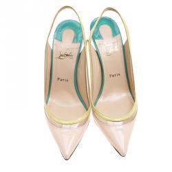 Pre Owned صندل كريستيان لوبوتان فتحة كعب بولينا PVC وجلد لامع ثلاثي اللون مقاس 40