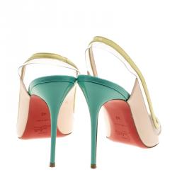 Pre Owned صندل كريستيان لوبوتان فتحة كعب بولينا PVC وجلد لامع ثلاثي اللون مقاس 40