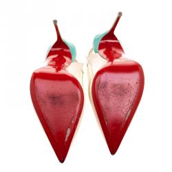 Pre Owned صندل كريستيان لوبوتان فتحة كعب بولينا PVC وجلد لامع ثلاثي اللون مقاس 40