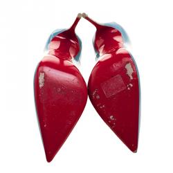 مملوكة مسبقًا حذاء كعب عالي كريستيان لوبوتان سو كيت جلد أبيض مقاس 37