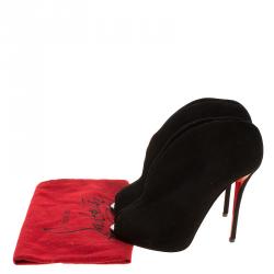 Pre Owned Christian Louboutin Black Suede Chester Fille Peep Toe Ankle Boots Size 39.5