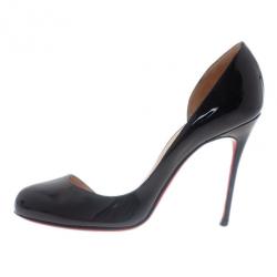 Pre Owned Christian Louboutin Black Patent Helmour D'orsay Pumps Size 37.5
