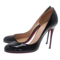 Pre Owned Christian Louboutin Black Patent Helmour D'orsay Pumps Size 37.5
