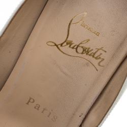 Pre Owned Christian Louboutin White Patent Leather New Very Prive Peep Toe Platform Pumps Size 38.5