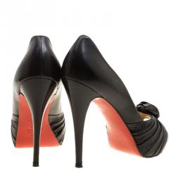 Pre Owned Christian Louboutin Black Leather Lady Gres Peep Toe Platform Pumps Size 42
