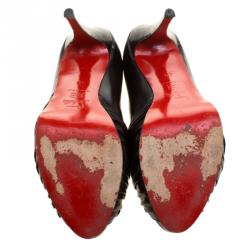 Pre Owned Christian Louboutin Black Leather Lady Gres Peep Toe Platform Pumps Size 42