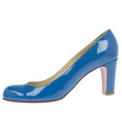 مملوكة مسبقًا Christian Louboutin Blue Patent Mistica Block Heel Pumps Size 40.5