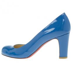 مملوكة مسبقًا Christian Louboutin Blue Patent Mistica Block Heel Pumps Size 40.5