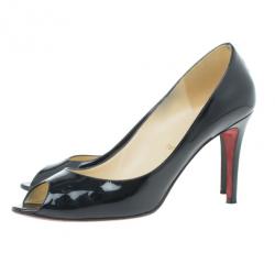 Pre Owned Christian Louboutin Black Patent You You Peep Toe Pumps Size 39.5