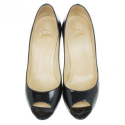 Pre Owned Christian Louboutin Black Patent You You Peep Toe Pumps Size 39.5