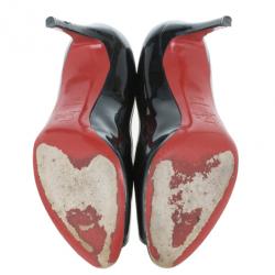 Pre Owned Christian Louboutin Black Patent You You Peep Toe Pumps Size 39.5