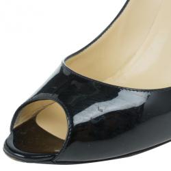 Pre Owned Christian Louboutin Black Patent You You Peep Toe Pumps Size 39.5