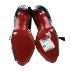 مملوكة مسبقًا Christian Louboutin Black Patent Leather and Mesh Ankle Booties Size 36.5