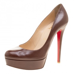 مملوكة مسبقًا Christian Louboutin Brown Leather Bianca Platform Pumps Size 38.5