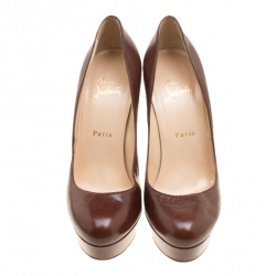 مملوكة مسبقًا Christian Louboutin Brown Leather Bianca Platform Pumps Size 38.5