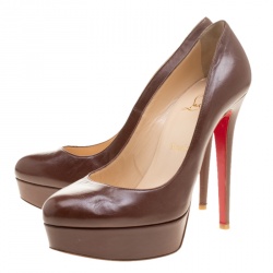 مملوكة مسبقًا Christian Louboutin Brown Leather Bianca Platform Pumps Size 38.5