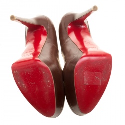 مملوكة مسبقًا Christian Louboutin Brown Leather Bianca Platform Pumps Size 38.5